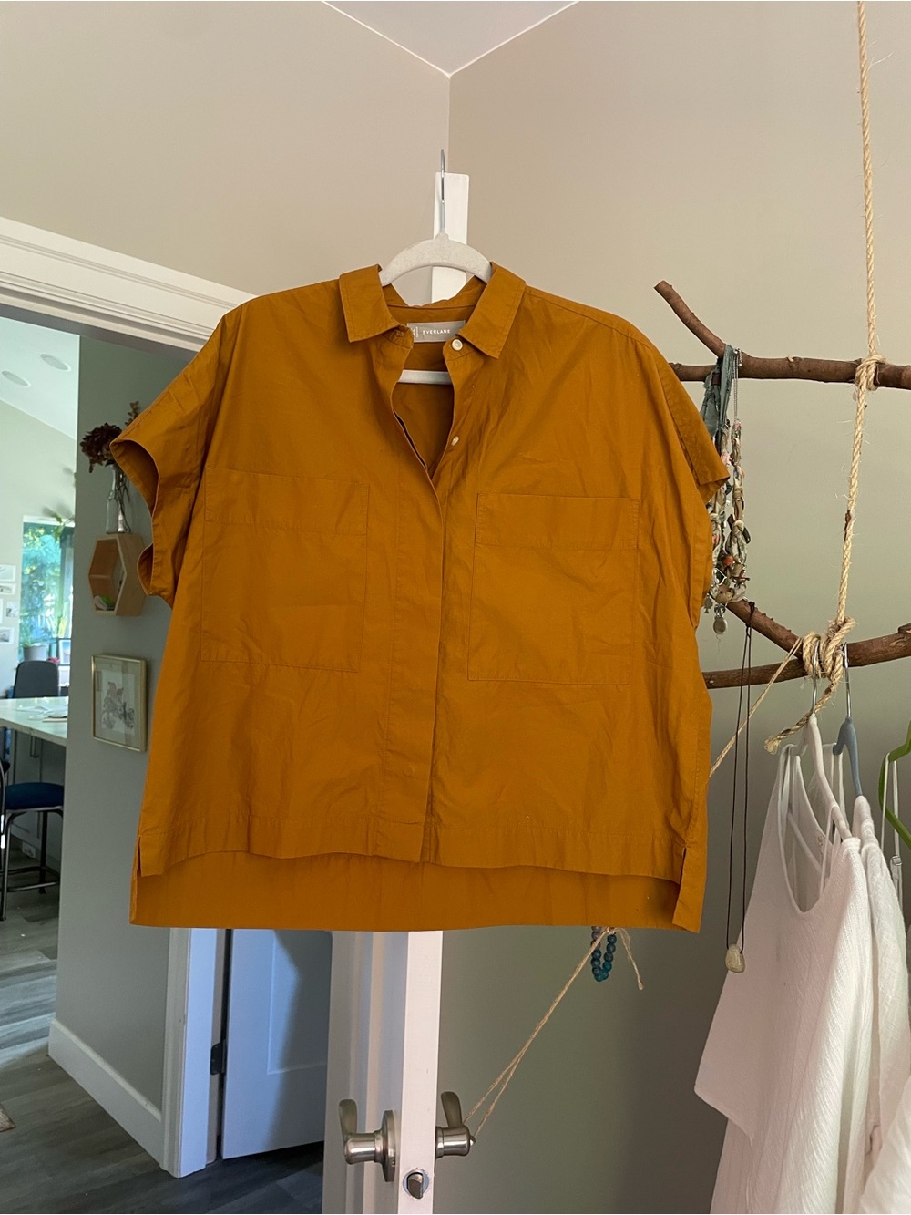 Everlane cotton burnt mustard button down top oversized M